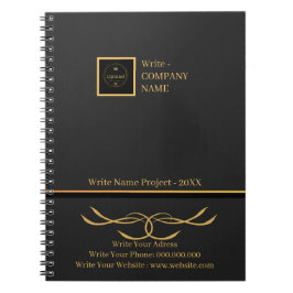 Business Blackと金ゴールド会社ロゴモノグラム ノートブック