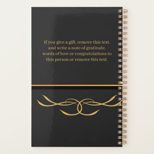 Business Blackと金ゴールド会社ロゴモノグラム プランナー手帳 (裏面)