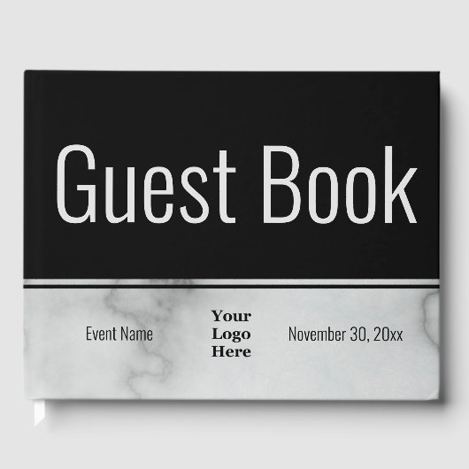 Business BlackとMarble フェイク Your Logo Here ゲストブック (正面)