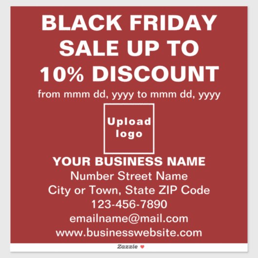 Business Black Friday Sale on Red Vinyl Sticker シール (シート)