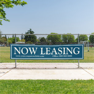 Business Blue White Now Leasing Webサイト電話 横断幕