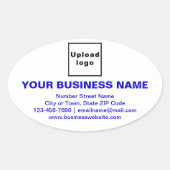 Business Brand Blue文字オンホワイトオーバルステッカー 楕円形シール (正面)