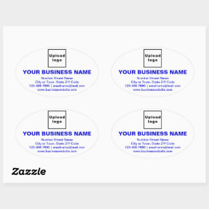 Business Brand Blue文字オンホワイトオーバルステッカー 楕円形シール