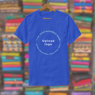 Business Brand in Round Pattern文字on Blue 王室の Tシャツ