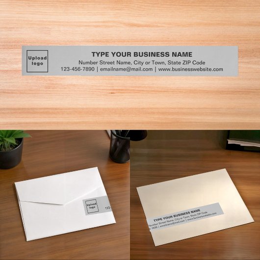 Business Brand on Gray Wrapのまわりに住所 シール ラップアラウンド宛名ラベル