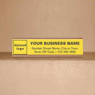 Business Brand on Yellow Standard Desk Nameプレート デスクネームプレート
