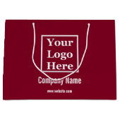 Business Burgundyホワイトカンパニー名文字ロゴ ラージペーパーバッグ (正面)