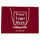 Business Burgundyホワイトカンパニー名文字ロゴ ラージペーパーバッグ (裏面)