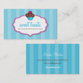 BUSINESS CARDかわいいカップケはっきりしたーキアクアブルー 名刺 (正面/裏面)