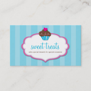 BUSINESS CARDかわいいカップケはっきりしたーキアクアブルー 名刺