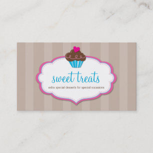 BUSINESS CARDかわいいカップケはっきりしたーキモチャブラウンピンク 名刺