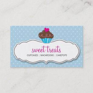 BUSINESS CARDかわいいカップケーキパステルはっきりしたブルーのピンク 名刺