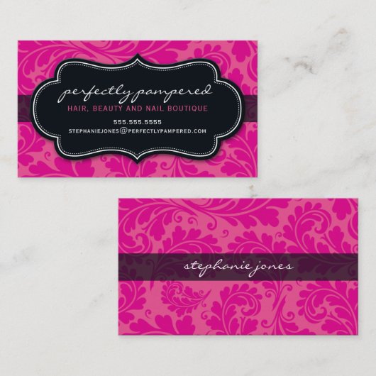 BUSINESS CARD上品な華やかな暗い赤紫色ピンクブラック 名刺 (正面/裏面)