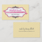 BUSINESS CARD可愛いピンクスタイリッシュパステル淡い色のイエロー 名刺 (正面/裏面)