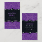 BUSINESS CARD洗練された鮮やかな黒い紫 名刺 (正面/裏面)