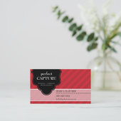 BUSINESS CARD クールはっきりしたCaptureストライプ red Black 名刺 (スタンド正面)