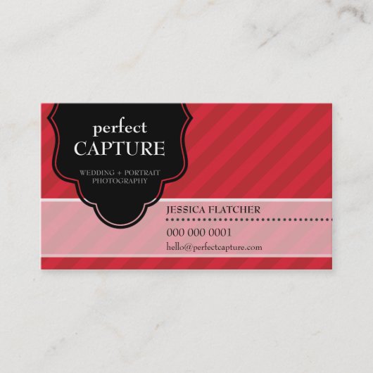 BUSINESS CARD クールはっきりしたCaptureストライプ red Black 名刺 (正面)