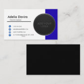 Business Card  Blue with Simple Logo and Text  名刺 (正面/裏面)