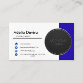Business Card  Blue with Simple Logo and Text  名刺 (正面)