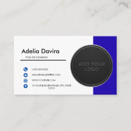 Business Card  Blue with Simple Logo and Text  名刺