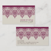 BUSINESS CARD classy damask cranberry red cream 名刺 (正面/裏面)