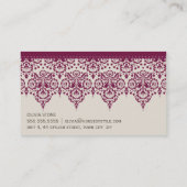 BUSINESS CARD classy damask cranberry red cream 名刺 (裏面)
