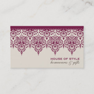 BUSINESS CARD classy damask cranberry red cream 名刺