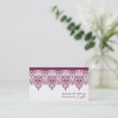 BUSINESS CARD classy damask maroon mulberry white 名刺 (スタンド正面)