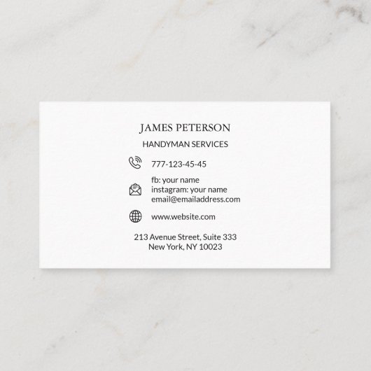 Business card construction handyman services  名刺 (裏面)