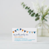 BUSINESS CARD :: cute bunting navy orange aqua 名刺 (スタンド正面)