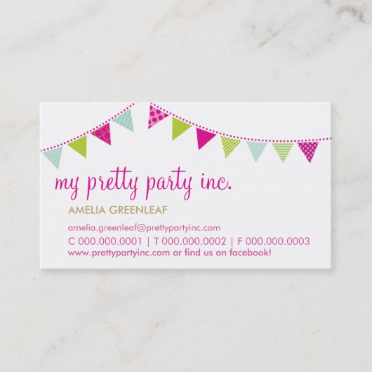 BUSINESS CARD :: cute bunting pinkライムミント 名刺 (正面)