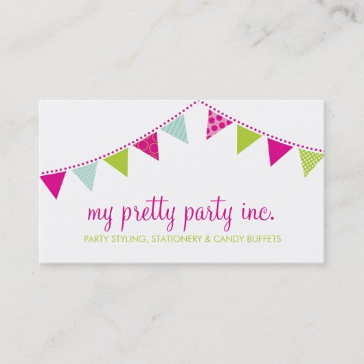 BUSINESS CARD :: cute bunting pinkライムミント 名刺 (正面)
