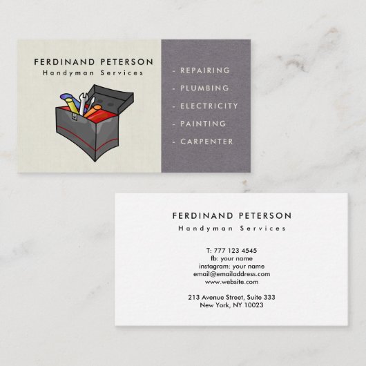 Business card for handyman services with texture 名刺 (正面/裏面)