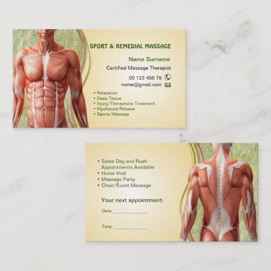 Business card  for Massage Therapist 予約カード (正面/裏面)