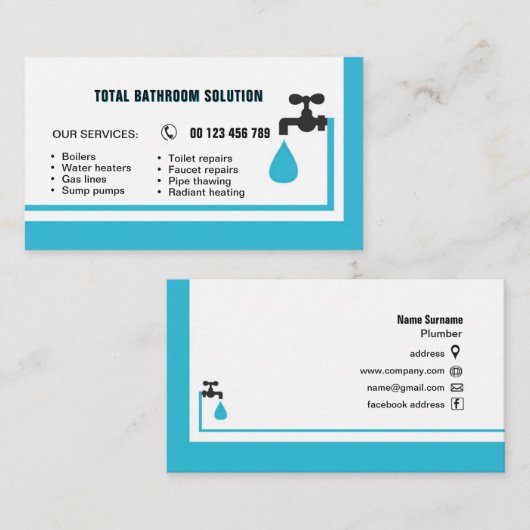 business card for plumber & handyman 名刺 (正面/裏面)