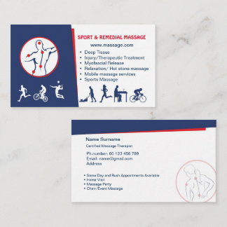 business card for SPORT & REMEDIAL MASSAGE 名刺