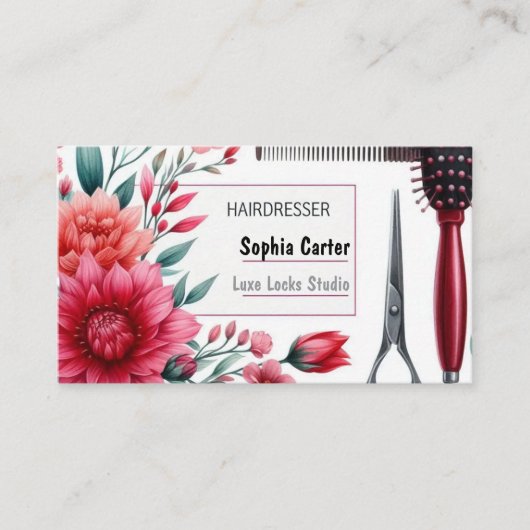 Business Card Hairdresser Double-Sided Horizontal 名刺 (正面)