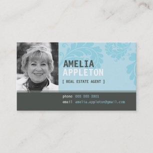 BUSINESS CARD :: jazzy photo aqua blue 名刺