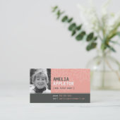 BUSINESS CARD :: jazzy photo coral pink 名刺 (スタンド正面)