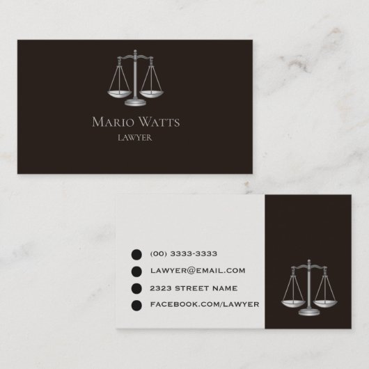 Business Card Lawyer Black and Grey 名刺 (正面/裏面)