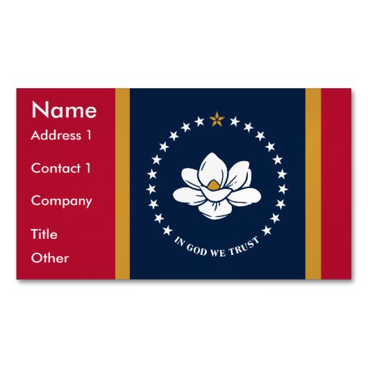 Business Card Magnet with Flag of Mississippi マグネット名刺 (正面)
