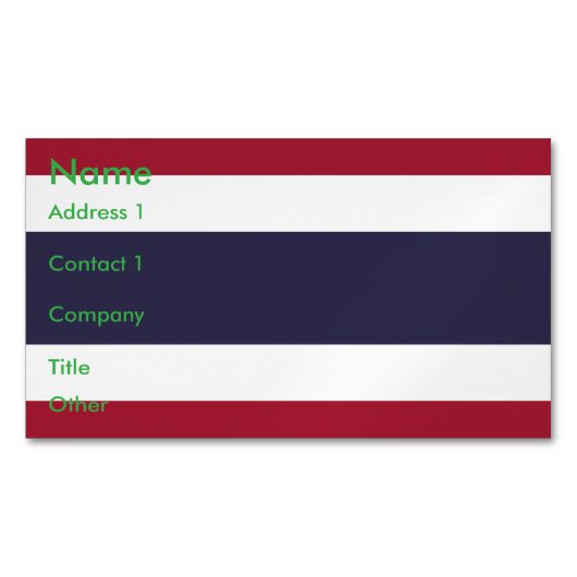 Business Card Magnet with Flag of Thailand マグネット名刺 (正面)