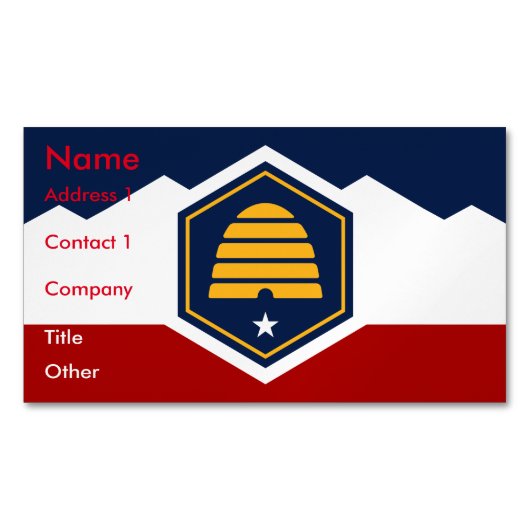 Business Card Magnet with Flag of Utah, US マグネット名刺 (正面)