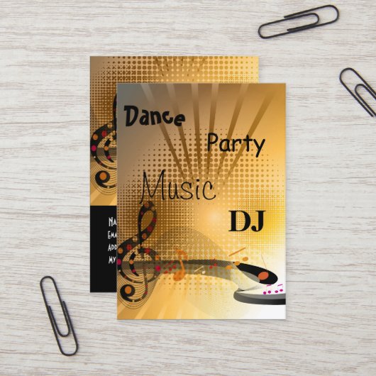 Business Card Music DJ Danceパーティー 名刺 (正面/裏面インサイチュ)