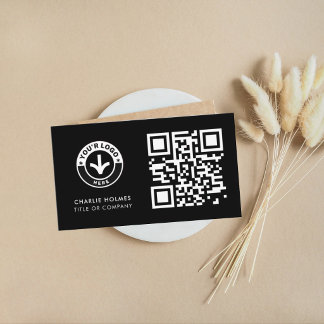 Business Card QR Code | ブラックモダンデザイン 名刺