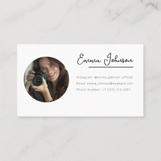 Business card template with photo, minimalist 名刺 (裏面)
