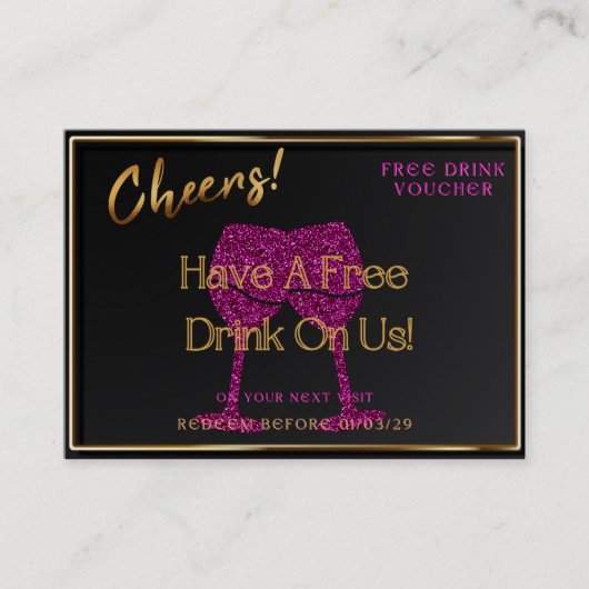 Business Card Voucher Free Drink Gift Certificate  名刺 (正面)