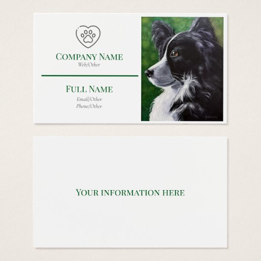 business card with a black and white dog (正面&裏面)