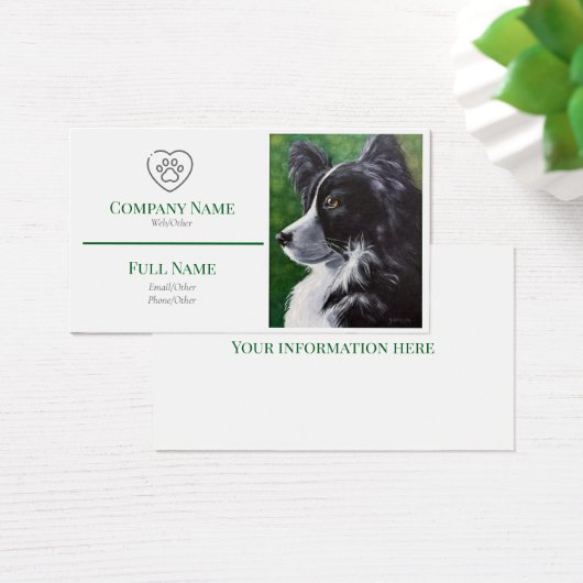 business card with a black and white dog (デスク)
