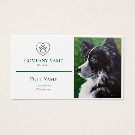 business card with a black and white dog (正面)